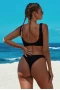 Knotted Black Ribbed Bikini Top & Hipster Bottom